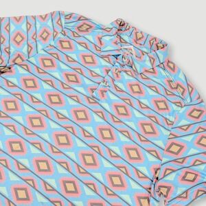 Burlebo Performance Polo Men Medium Blue Geometric Southwestern Aztec Print
